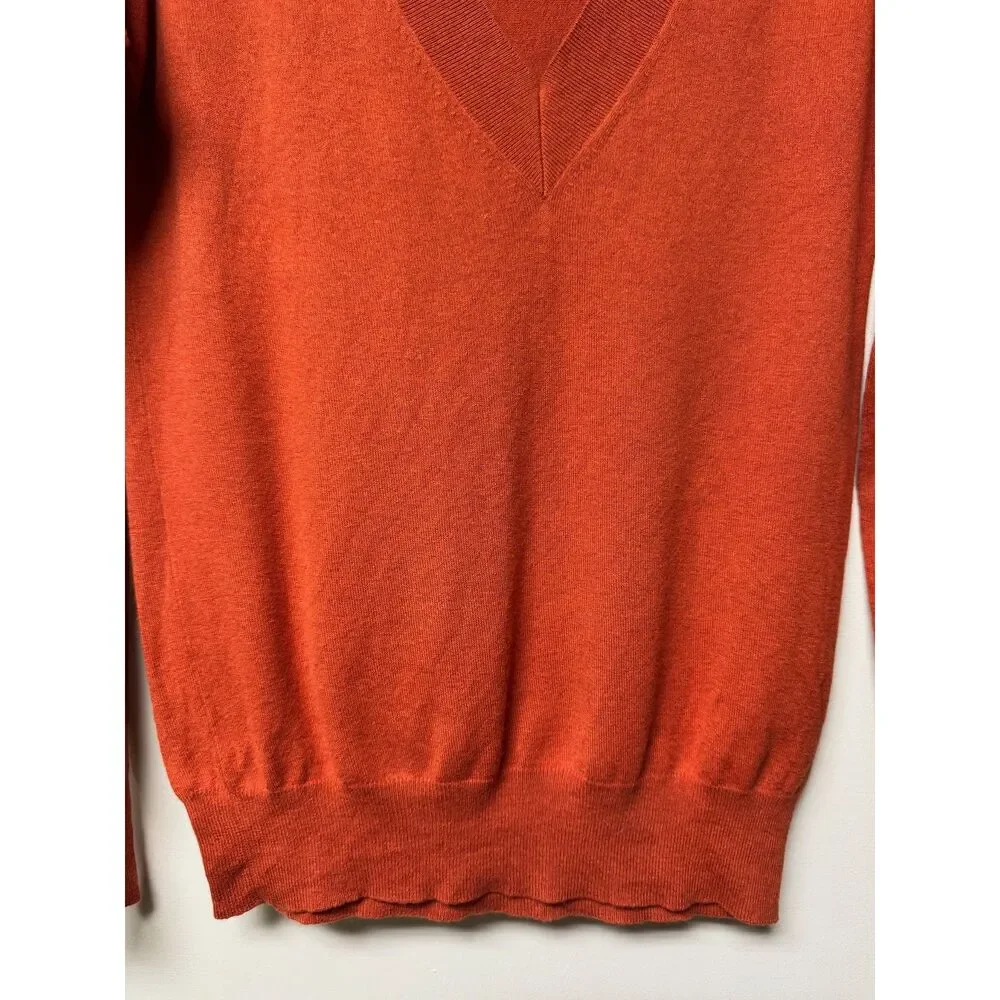 VTG -  BANANA REPUBLIC Silk/Cotton/Wool/Cashmere Rust V-Neck Sweater, Sz S